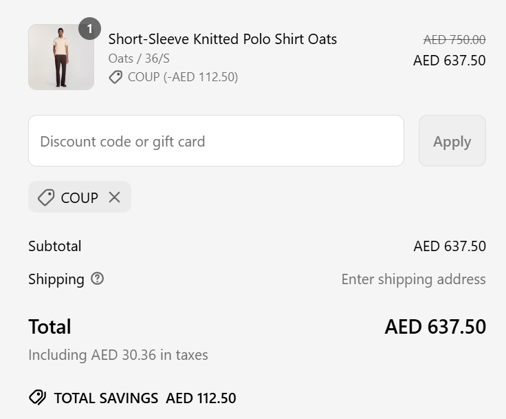 Coupon Code COUP Appied