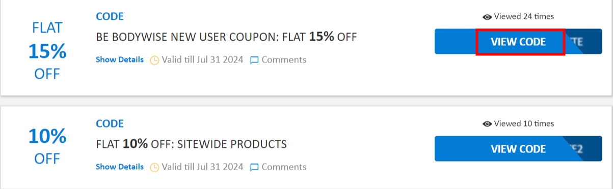 Be Bodywise promo codes