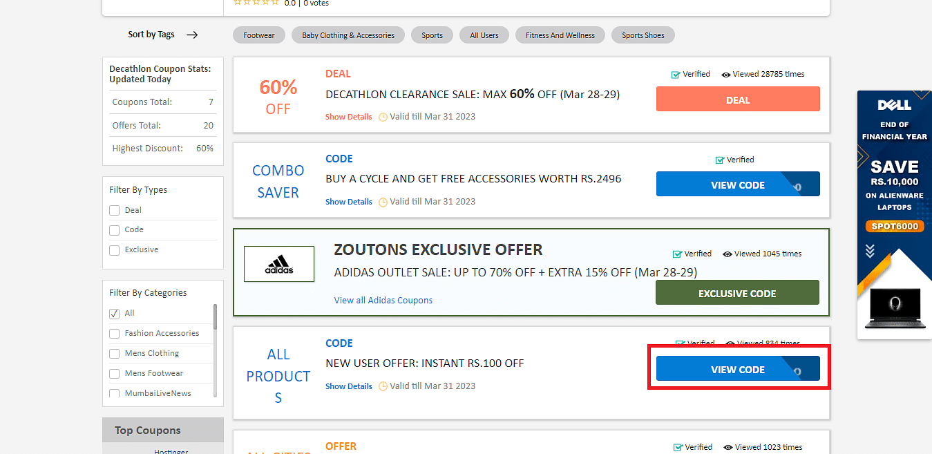 Decathlon Tunisie - Profitez d'un code coupon de 10dt sur cette