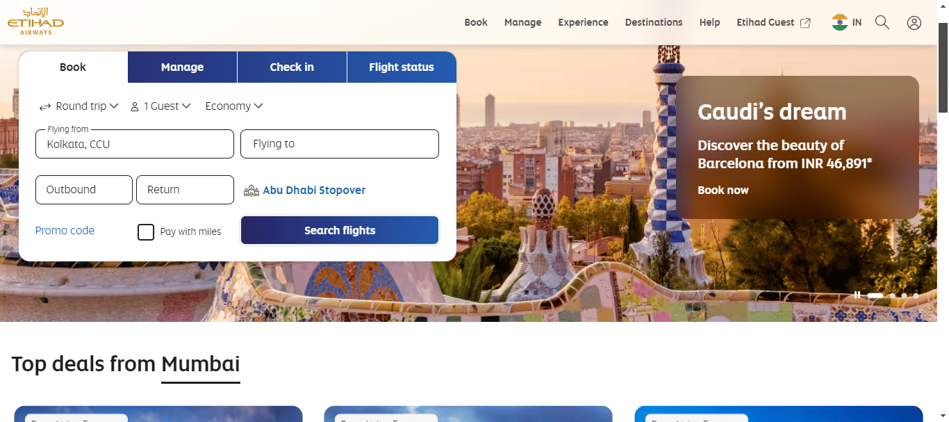 Etihad Airways Flight Booking