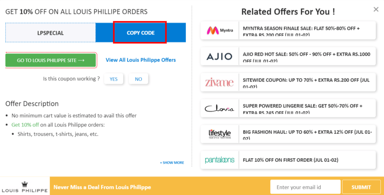 Louis Philippe promo code