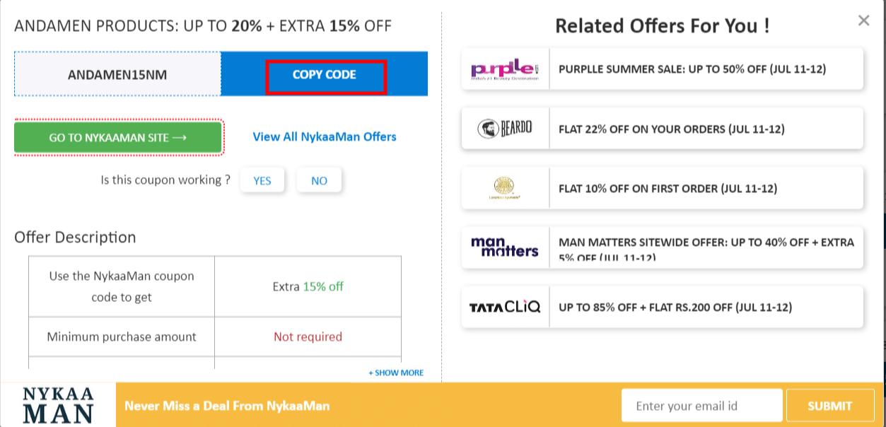 Nykaaman coupon codes