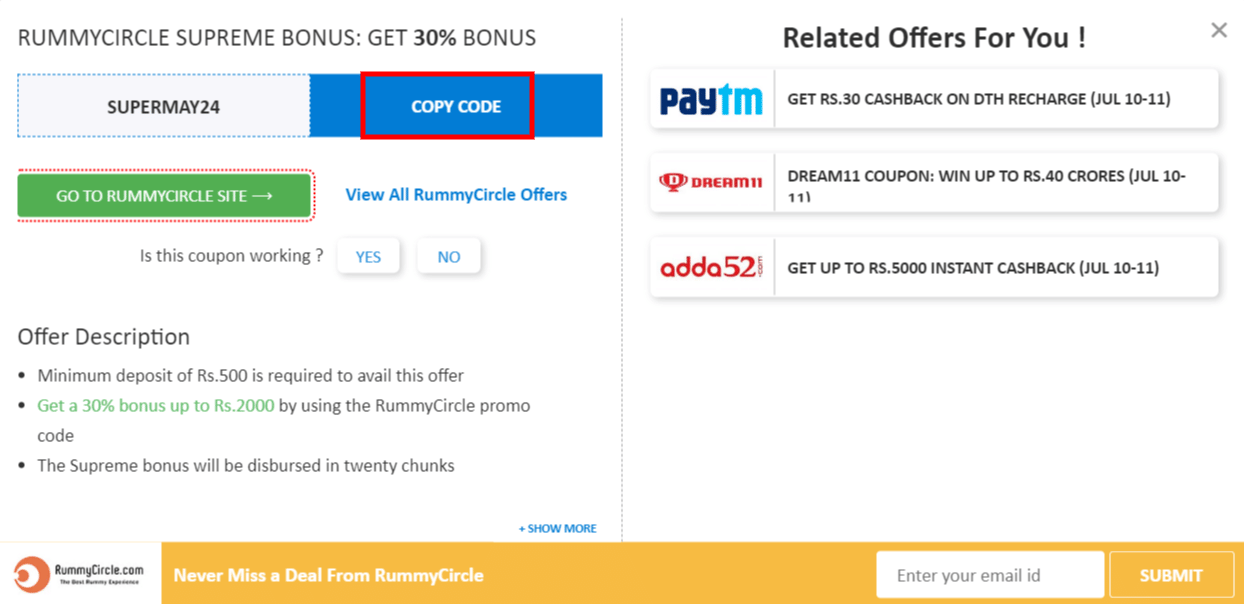 Rummycircle Promo Code