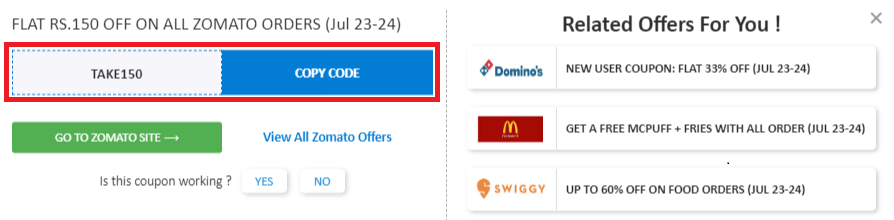 Zomato coupons