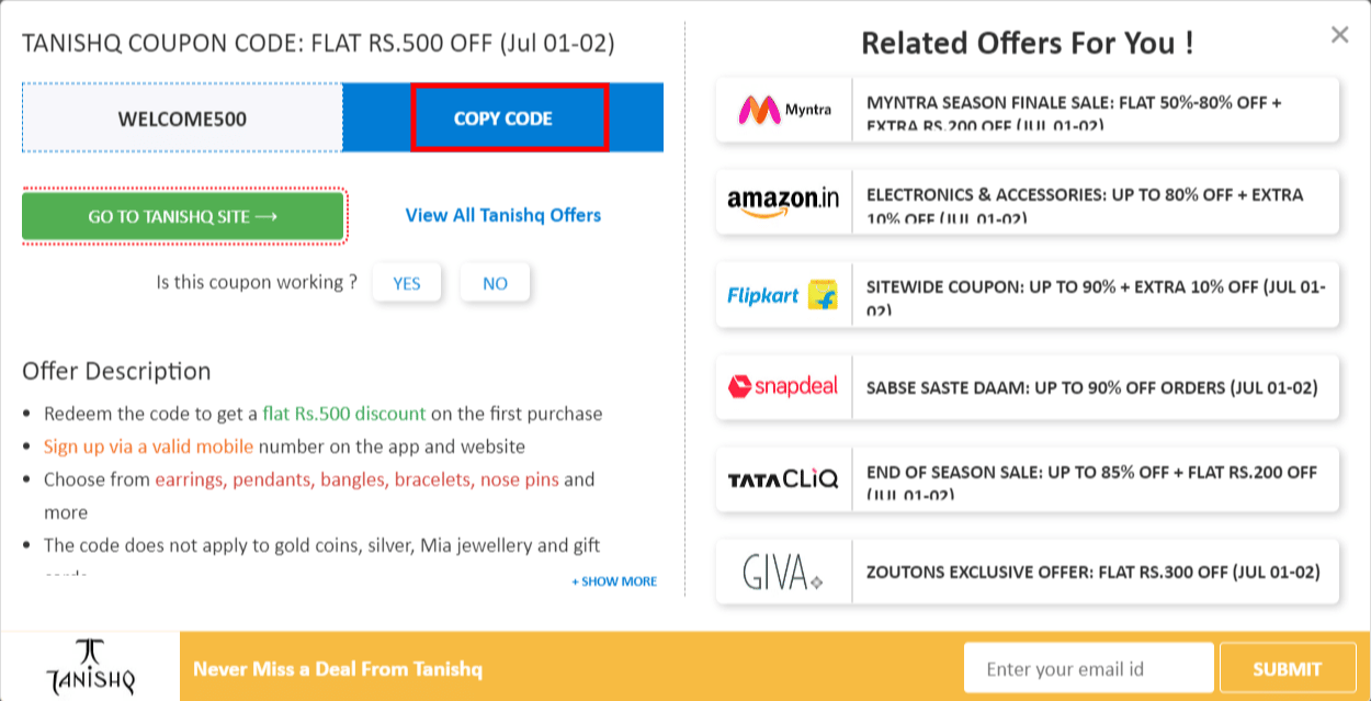 Tanishq coupon code