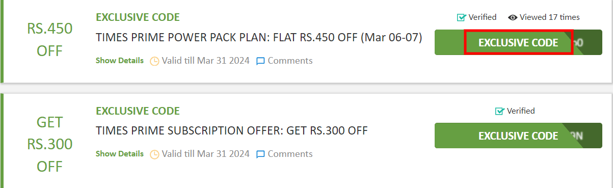 Times Prime Coupon Code