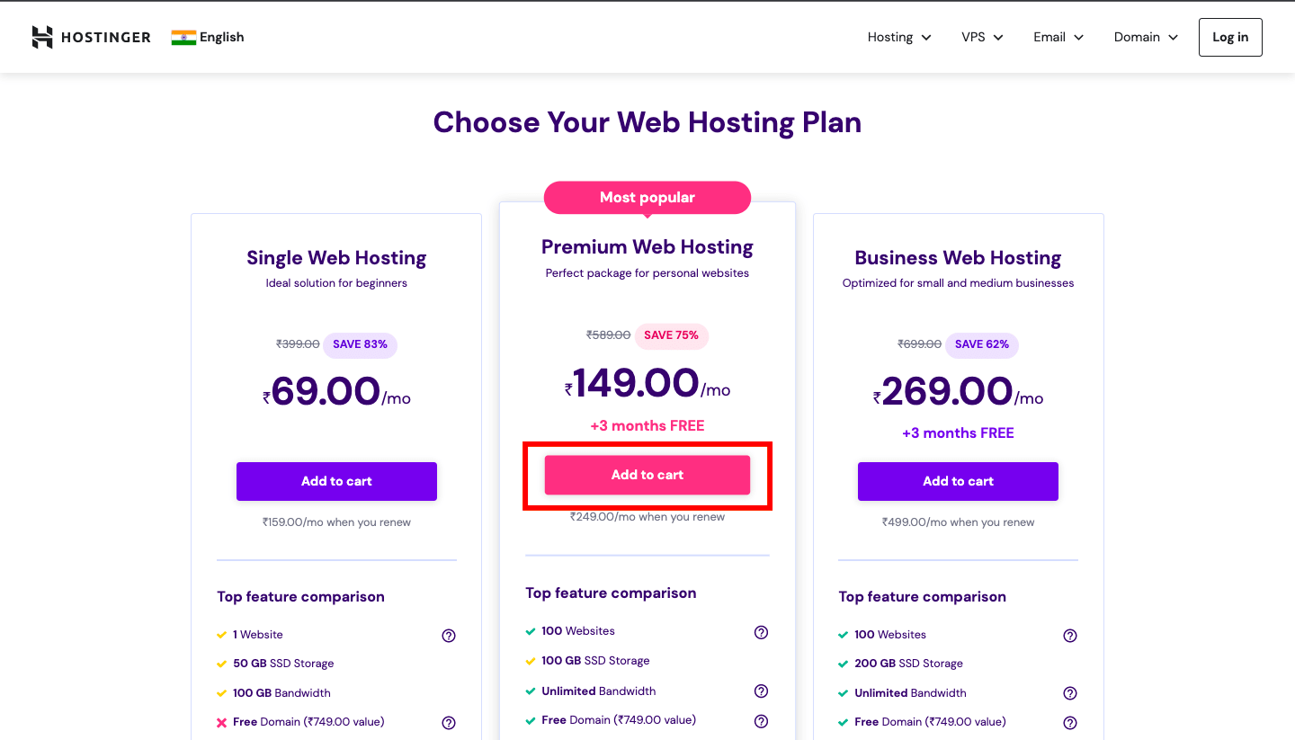 Hostinger Web Hosting Plans