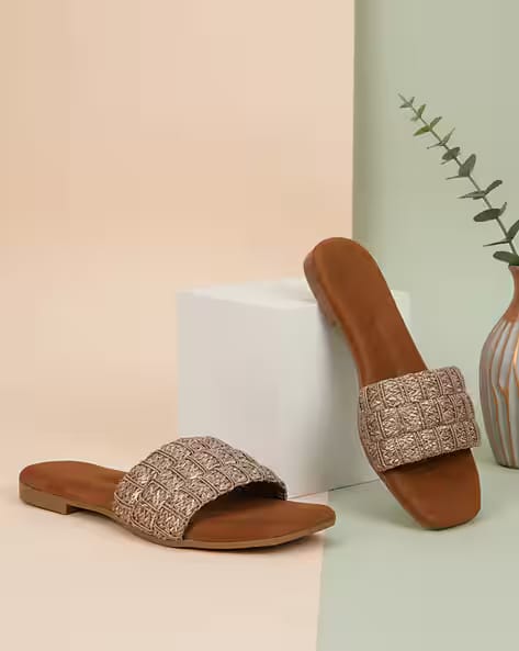 ISHRANSH Women Open Toe Slip-On Flat Sandals AJIO sale