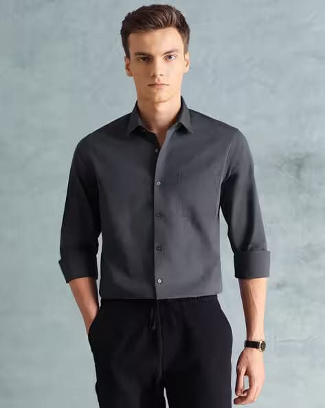 ARROW Men Manhattan Slim Fit Shirt with Patch Pocket AJIO sale