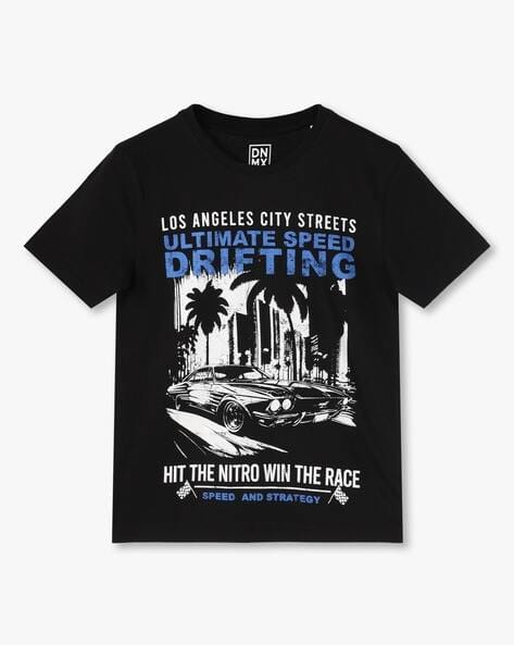 YB DNMX Boys Graphic Print Slim Fit Crew-Neck T-Shirt AJIO sale