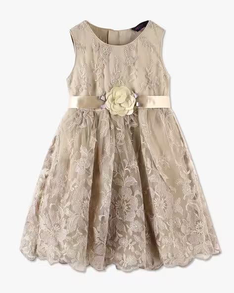 KG FRENDZ Girls Embroidery Fit & Flare Dress AJIO sale