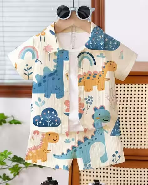 SURATSUIT Boys Printed Shirt & Shorts Set AJIO sale