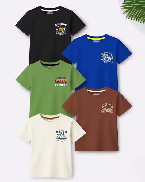 Trampoline Boys Pack of 5 Printed T-Shirts AJIO sale
