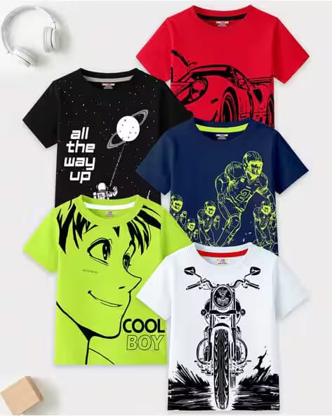 Kuchipoo Boys Pack of 5 Graphic T-Shirt AJIO sale