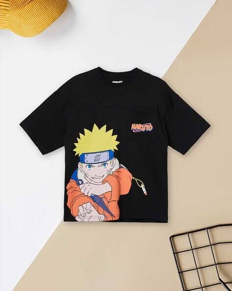 MAX Boys Naruto Print Oversized Round-Neck T-Shirt AJIO sale