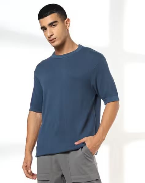 Teamspirit Men Flat-Knit Regular Fit Crew-Neck T-Shirt AJIO sale
