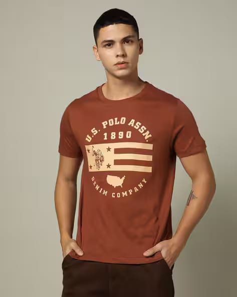 U.S. Polo Assn. Men Logo Print Crew-Neck T-Shirt AJIO sale