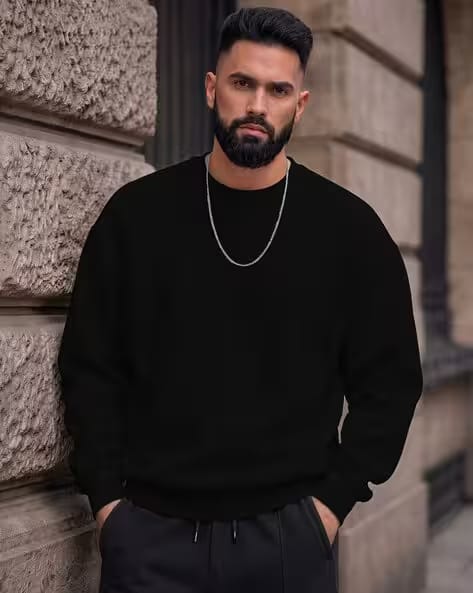 Hoodler Men Oversized Round-Neck Sweatshirt AJIO sale
