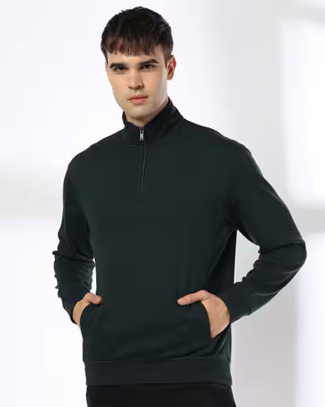 Teamspirit Men Regular Fit Half-Zip Sweatshirt AJIO sale