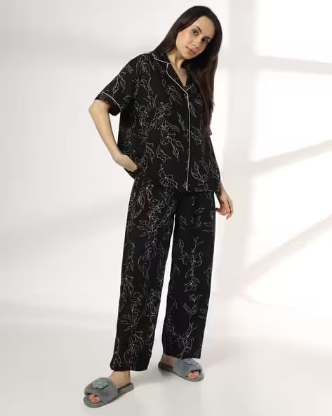 RIO Women All-Over Floral Print Shirt & Pyjamas Set AJIO sale