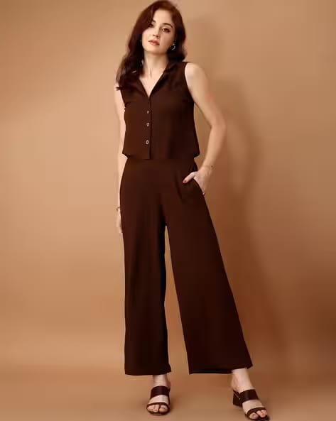LEIA Women V-Neck 2-Piece Co-Ord Set AJIO sale
