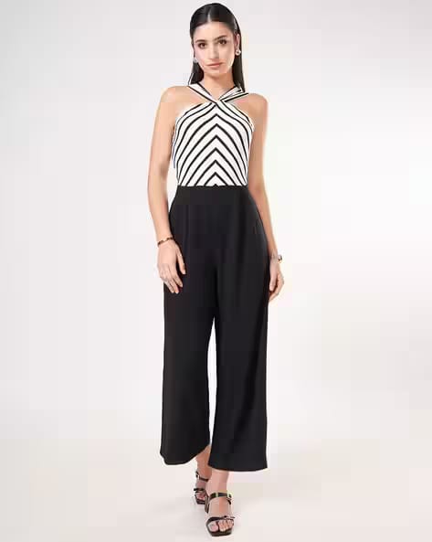 Annabelle by Pantaloons Women Striped Sleeveless Jumpsuit AJIO sale