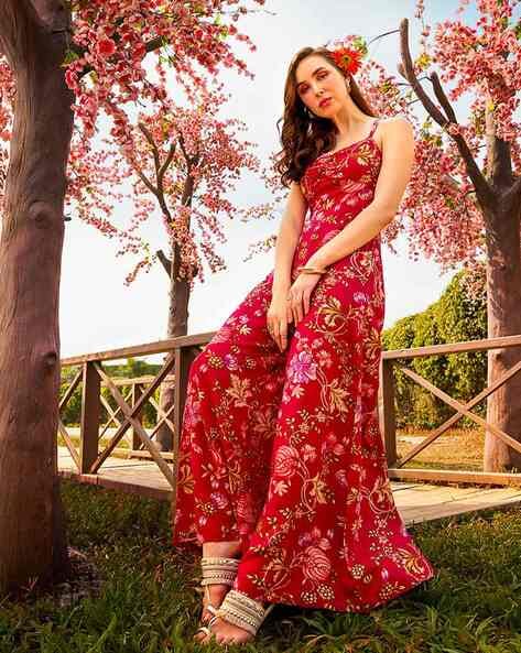 GLOBUS Women Sweetheart Neck Floral Print Ruched Fusion Jumpsuit AJIO sale
