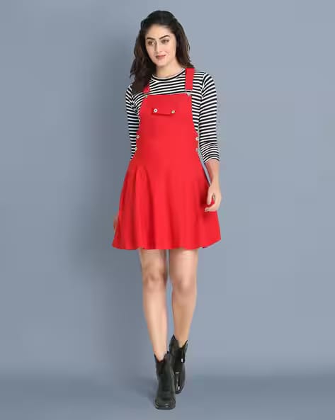 LEIA Women Stripes Dungaree AJIO sale