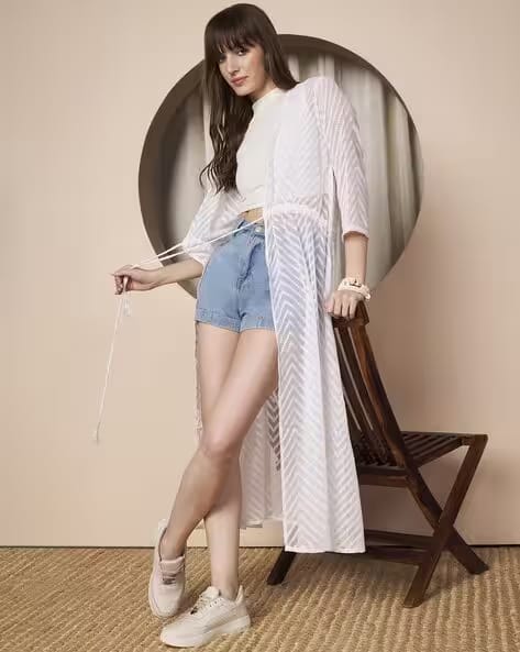 LEIA Women Chevrons Relaxed Fit Shrug AJIO sale