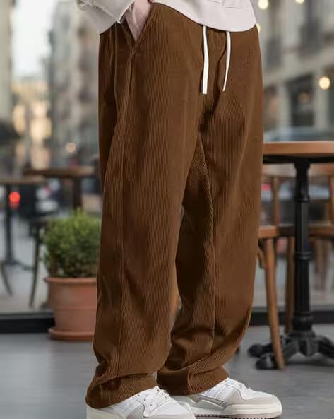 Fabflee X AG Men Ribbed Straight Track Pants with Insert Pocket AJIO sale