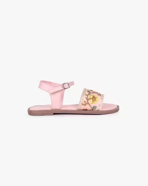 PITTER-PATTER Girls Floral Embroidered Flat Sandals AJIO sale