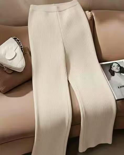 TROMKO Women Ribbed Relaxed Fit Trousers AJIO sale