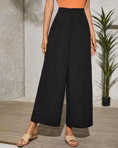 KOTTY Ankle Length Flared Pants Button Closure AJIO sale