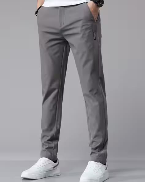 POSHAX Men Relaxed Fit Flat-Front Trousers AJIO sale