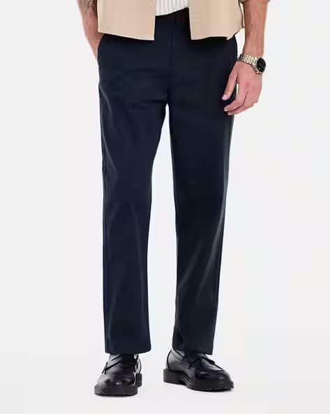 SNITCH Men Straight Fit Flat Front Chinos AJIO sale