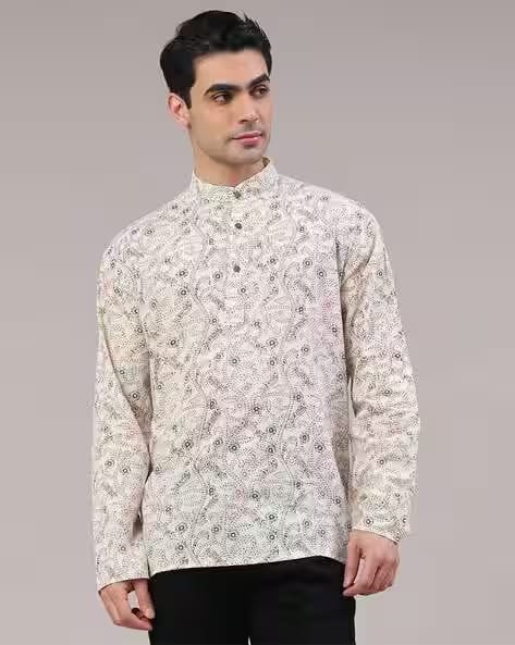 V-MART Men Cotton Mandarin Collar Kurta AJIO sale
