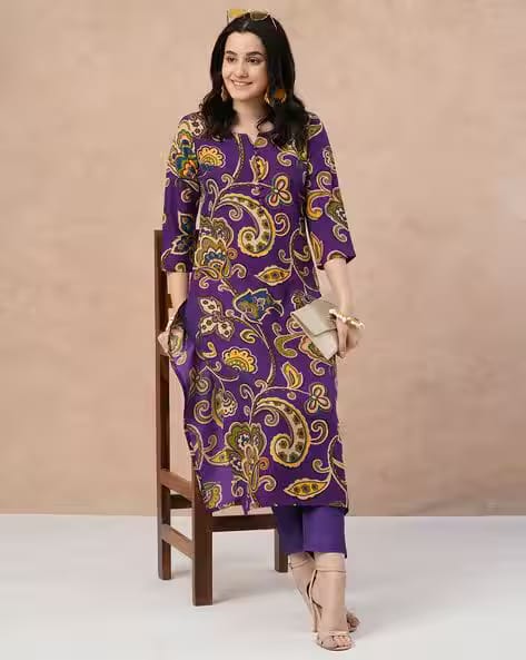 SVARAA Women Floral Straight Kurta Set AJIO sale