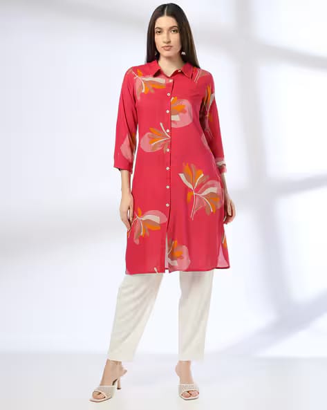 FUSION Women Floral Print Straight Kurta AJIO sale