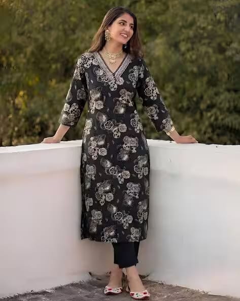 Kiana House Of Fashion Women Printed 2-Piece Straight Kurta Set AJIO sale