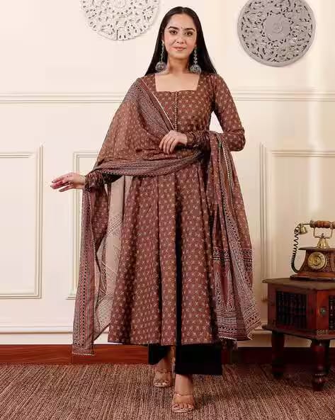 GOSRIKI Women Floral Anarkali Kurta Set AJIO sale
