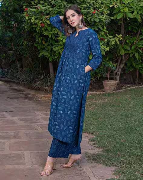 FABNEX Women Leaf Print Straight Kurta & Pants Set AJIO sale