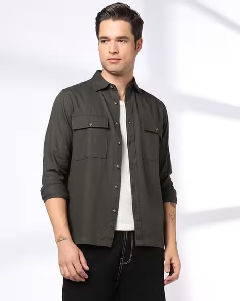 DNMX Men Regular Fit Shirt with Flap Pockets AJIO sale