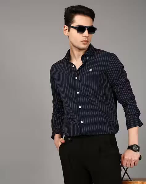 British Club Men Striped Slim Fit Shirt AJIO sale