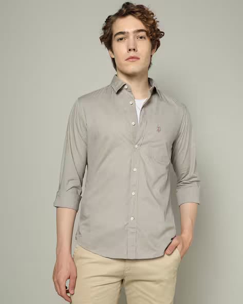 U.S. Polo Assn. Men Slim Fit Shirt with Patch Pocket AJIO sale