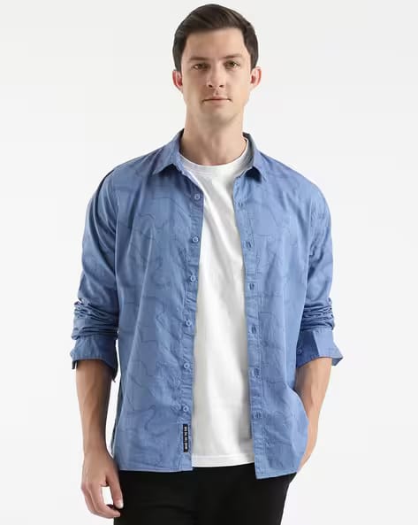 WROGN Men Printed Regular Fit Cotton Shirt AJIO sale