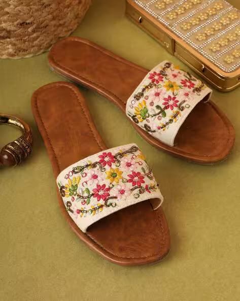Acai Women Embellished Embroidered Flip-Flop Flats AJIO sale