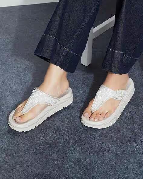 Ginger by lifestyle Women Embellished T-Strap Flip-Flops AJIO sale