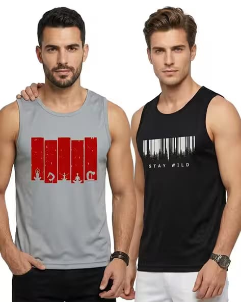 Looks United Men Pack of 2 Printed Vests AJIO sale