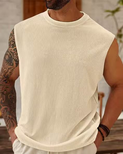 HK FASHION Men Ribbed Sleeveless Vest AJIO sale