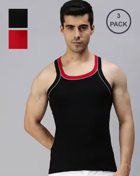 LUX COZI Pack of 3 Sleeveless Vest AJIO sale